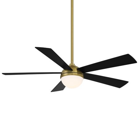 WAC 5-Blade Smart Ceiling Fan 54" Sat" Brass Matte Black w/3000K LED Light Kit and Remote Control F-053